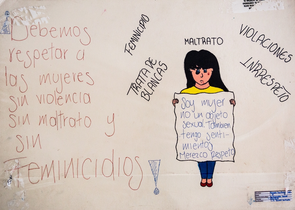 This drawing was made by the winner the 16 Days of No Violence Against Women Campaign at schools in Tumaco.