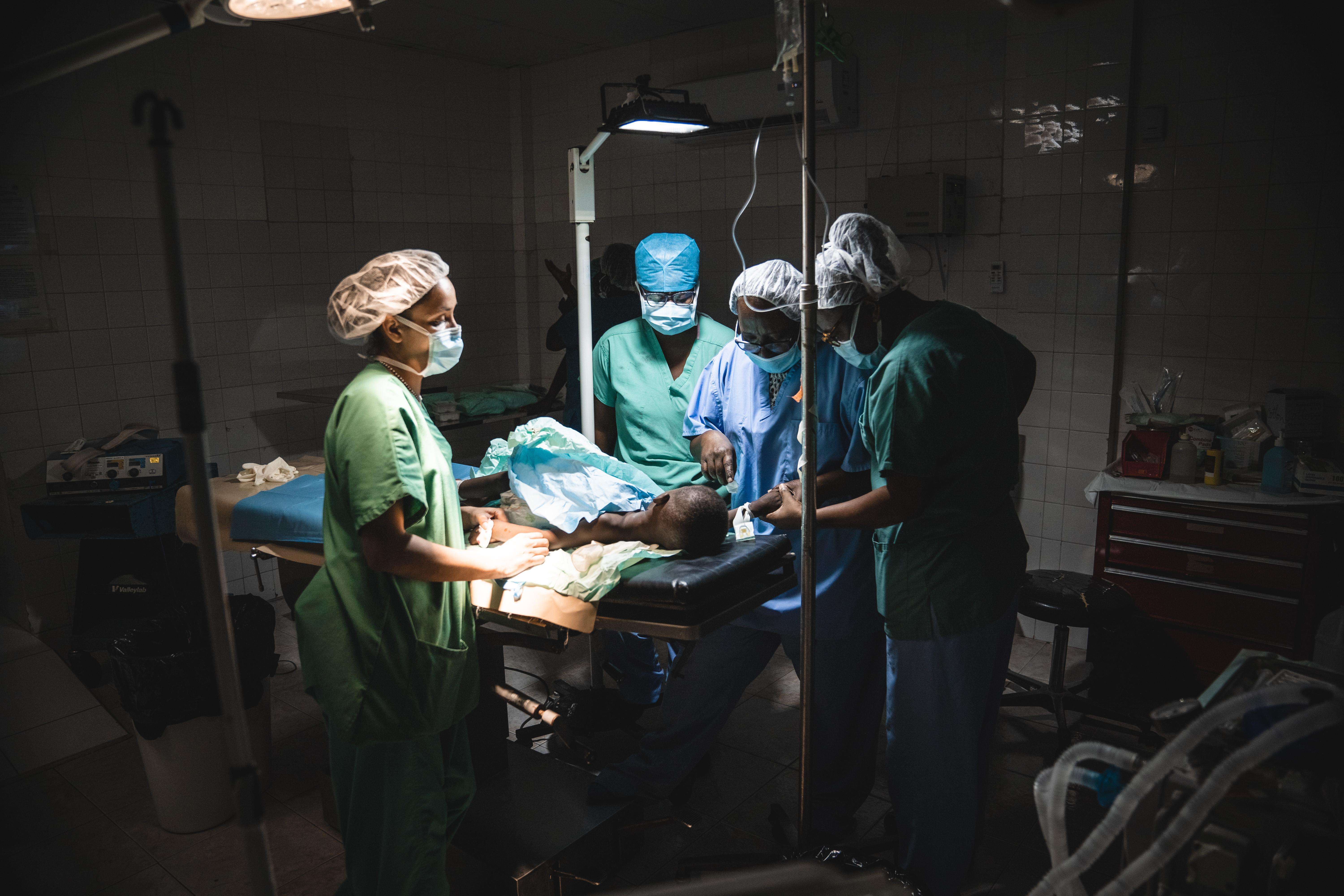 MSF staff in the operating theater at the Immaculate Conception Hospital in Haiti