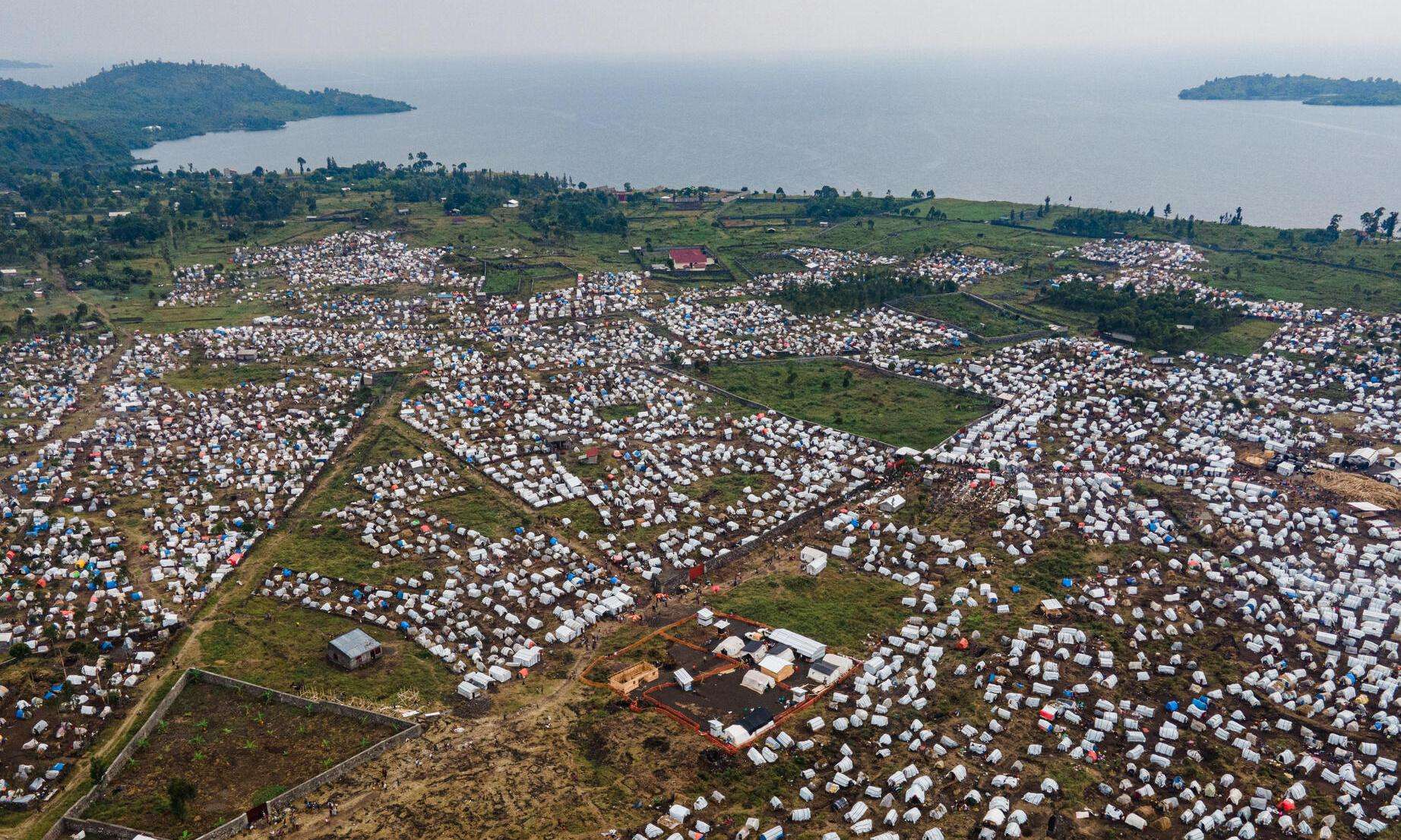Aerial view of the Bulengo IDP site near Goma, Democratic Republic of Congo