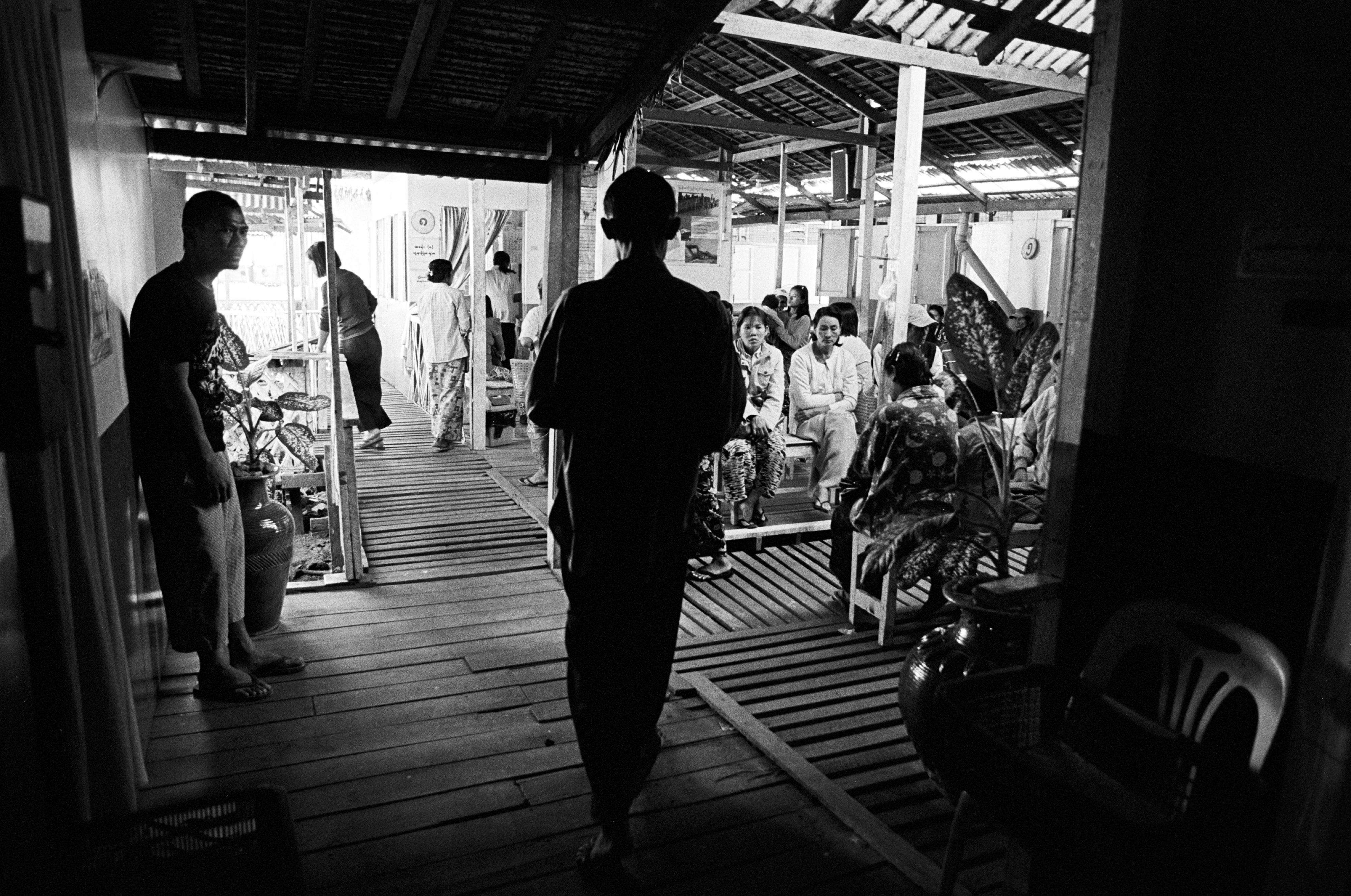 Patients wait in the reception area at MSF's clinic in Yangon