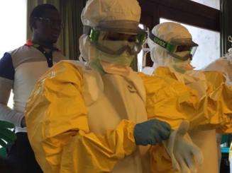 Nurse Valerie Gruhn trains for an assignment with the MSF Ebola response team