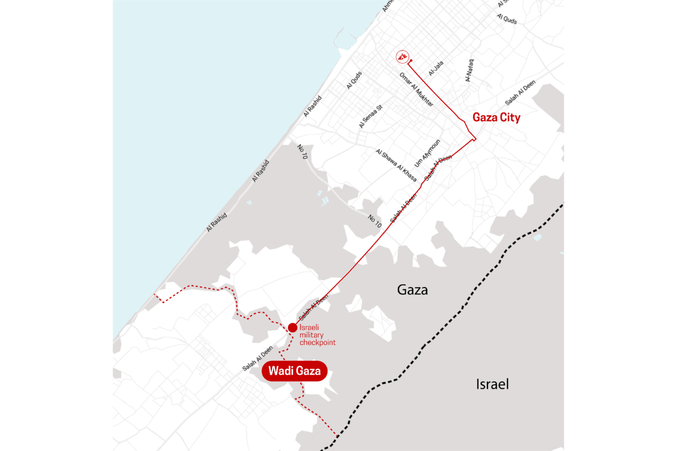 MSF convoy route in Gaza