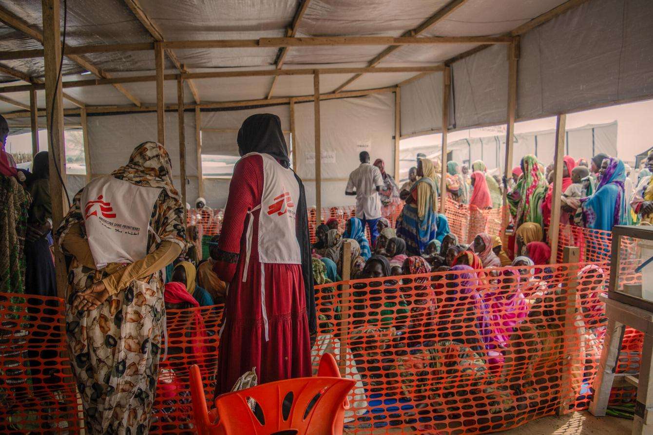MSF's triage area at its clinic in Camp Ecole in Adré, Chad