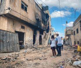 MSF aid workers in Jenin, West Bank observe damage to buildings during Israeli raid on Palestinians