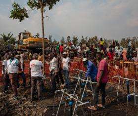 Construction of water platform and latrines at Rusayo displaced camp